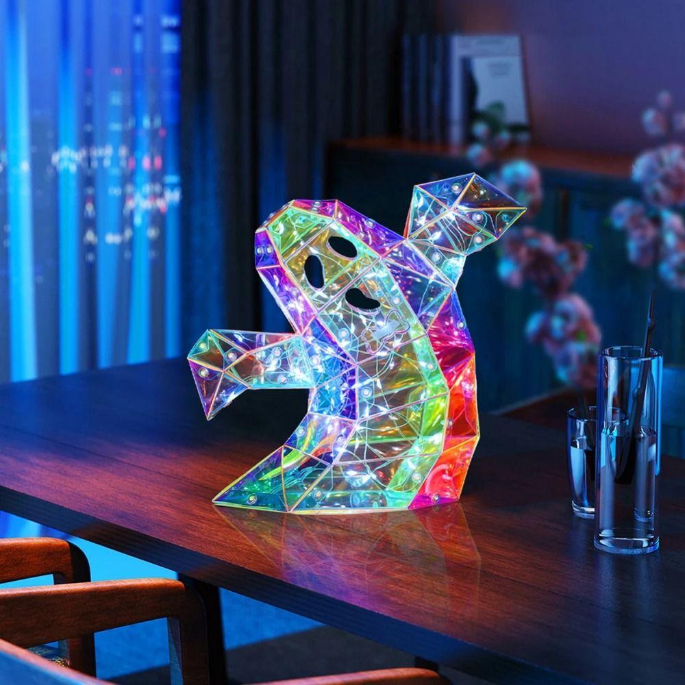 Creative LED Ghost Light Colorful Halloween Party Props Lighted Ghost Figurine  Skull Ornament