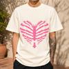 2026 New Cotton Tshirt Punk Style Rib Heart Skeleton Personalized Print Top Casual Short Sleeve