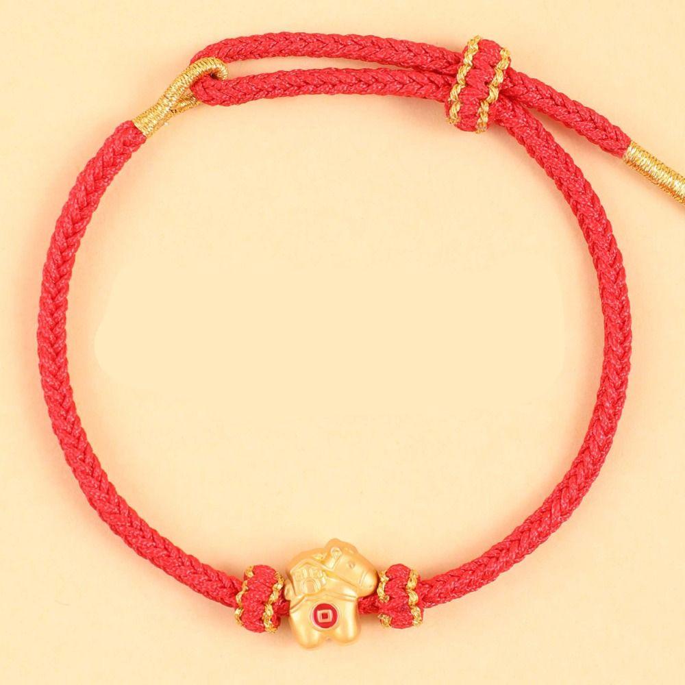 Blessing New Year Bracelet Wristband Red Rope Bracelet Horse Bead Bracelet  Spring Festival