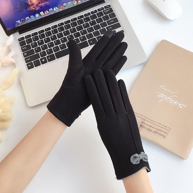 

Стильні жіночі теплі оксамитові зимові рукавички для водіння та активного відпочинку One Size чорний