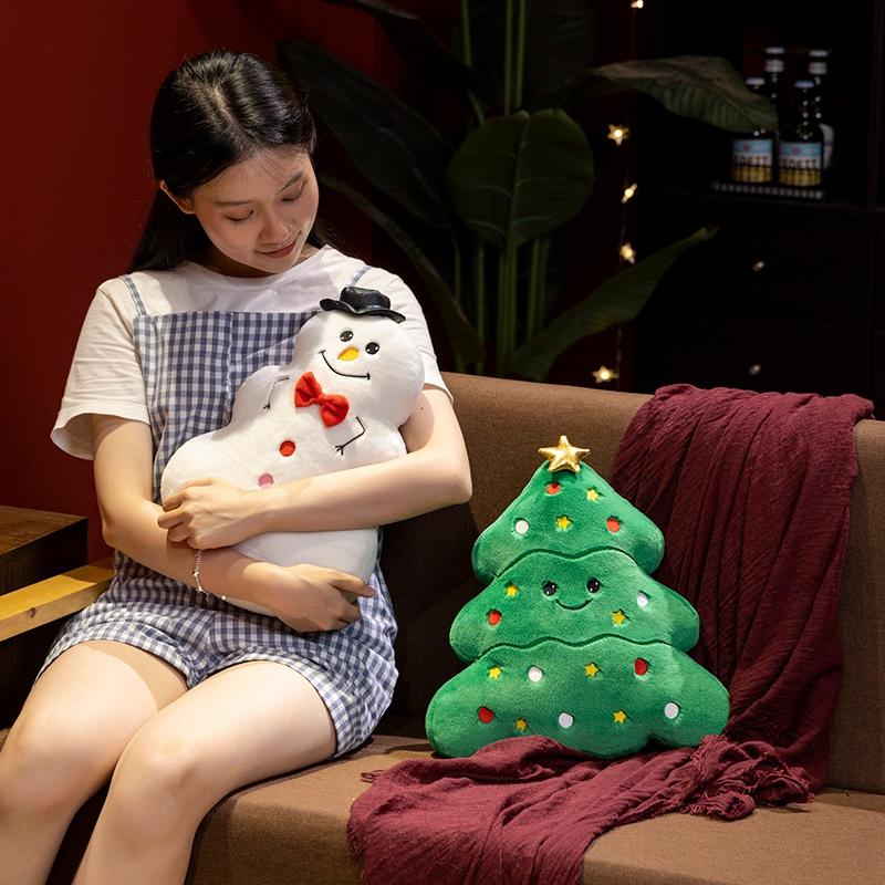Christmas Tree Plush Toys Snowman Gingerbread Man Pillow Soft Cookie House Stuffed Cute Birthday Plush Gifts Xmas Present