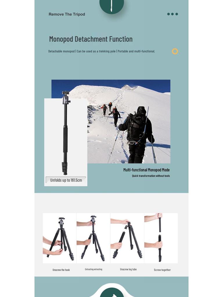8 Wei Feng 628B Portable DSLR & Mirrorless Camera Tripod for Professional Photography & Mobile Selfies