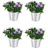 KINJOEK 8 Packs 4.72 X 4.72 X 3.54 Inch Galvanized Bucket Metal Planter, Silver Round Flower Pot Plant Basket for Balconies, Gardens, Patios, Office,