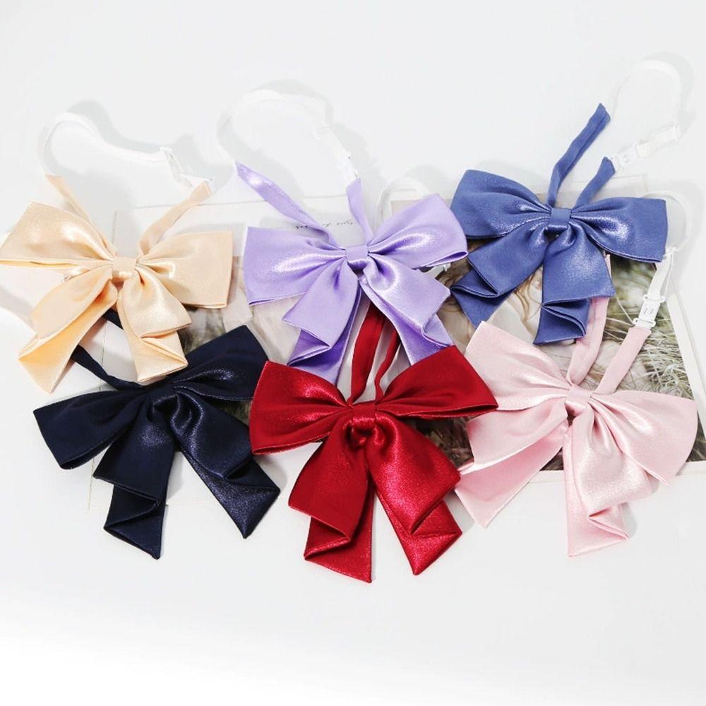 Necktie College Style JK Ties Solid Color Fashion Oversized Swallowtail Bowknot Collar Flower For Women College Girls