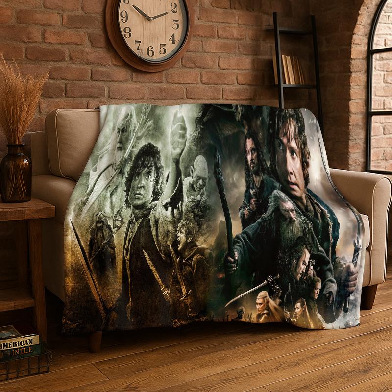 Classic L-Lord of The Rings H-Hobbit Flannel Blanket Soft Warm Throw Blanket for Bedroom Living Room Bed Travel Camping Picnic