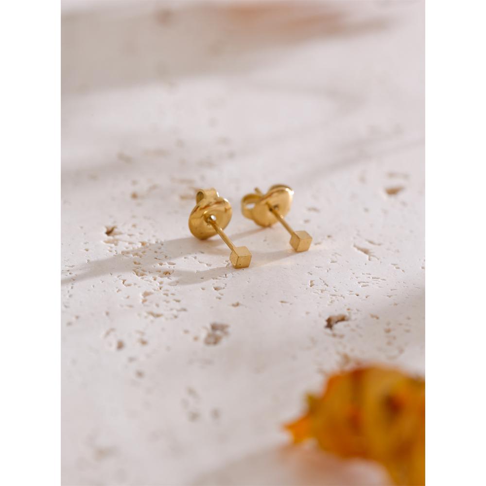 Yhpup Mini Very Small Chic Heart Star Flower Round Daily Stacked-up Earrings Women Stainless Steel Versatile Waterproof Jewelry