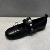 Flat Shoes for Woman Retro Style Round Head Ballet Shoes Women's Rivet 2026 New Spring Bow Shallow Mouth Flat Mary Jane Shoes