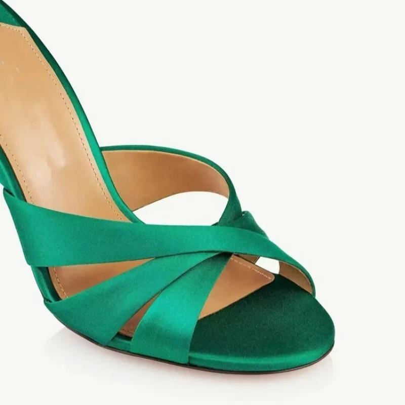 Fashion New Sweet Rhinestone 9.5cm Strange Style Heel Sandals Summer Elegant Banquet Wedding Brides Bridesmaids Women's Slippers 34-43
