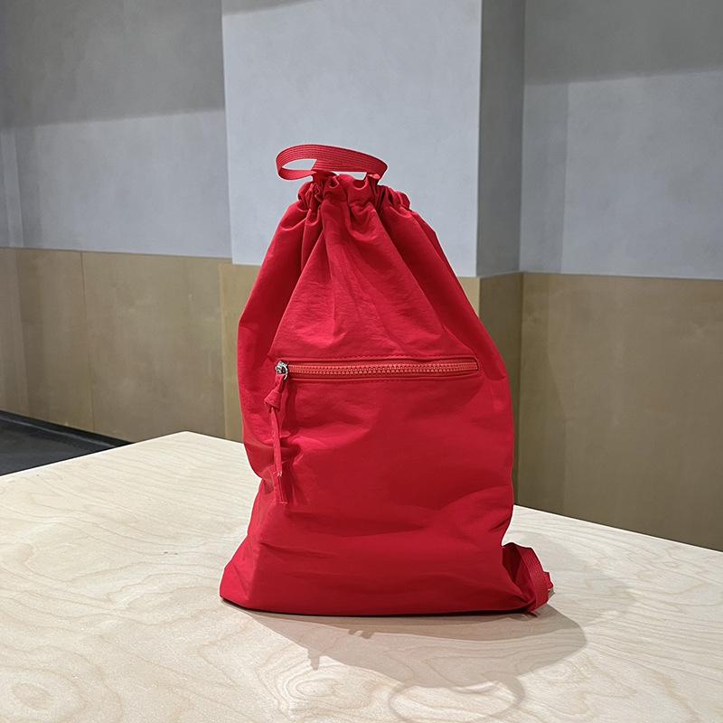

Casual Bag, Women s Summer New Style, Large Capacity Drawstring Bucket Bag, Drawstring Fabric Backpack, Unisex червоний