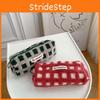 Simple Grid Plush Design Large Capacity Stationery Storage Bag School For