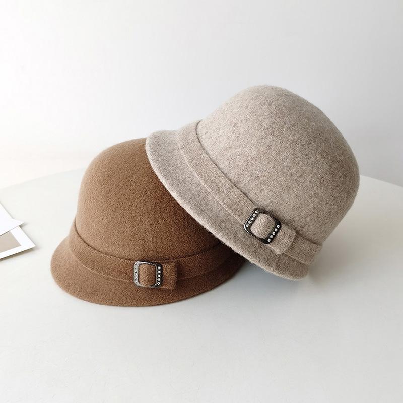 Wool Hat Women's Autumn and Winter New Face Small Top Hat Hepburn Style French Elegant Retro Bucket Hat Basin Hat