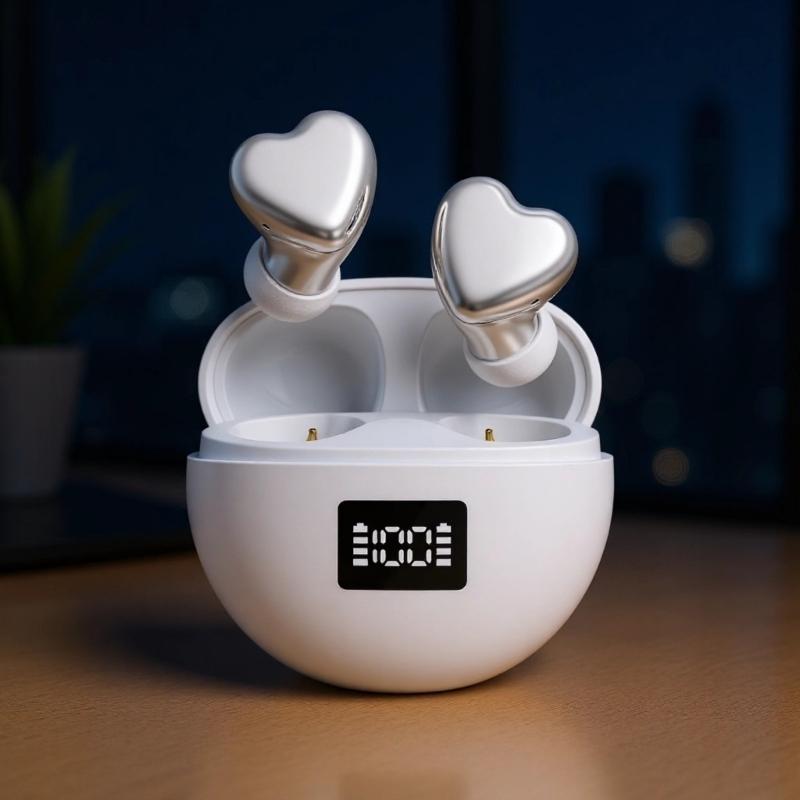 Lovely Heart Shape Wireless Earphones Earbuds With Modern Wireless Headphones And Comfortable Fit For Daily Use TE-I3