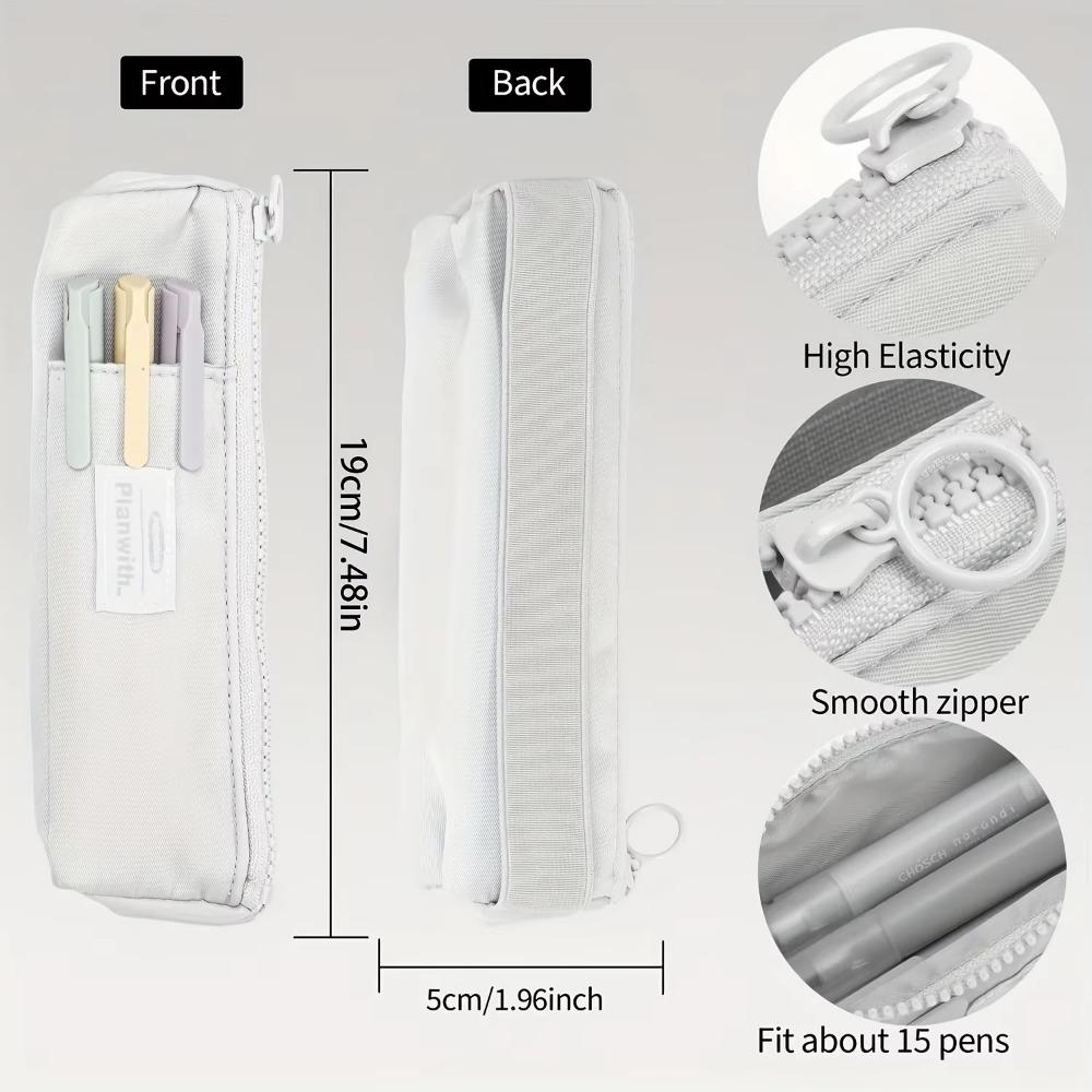Simple High-capacity Small Pencil Case Durable Soft Pencil Pouch with Straps Storage Bag School Supply