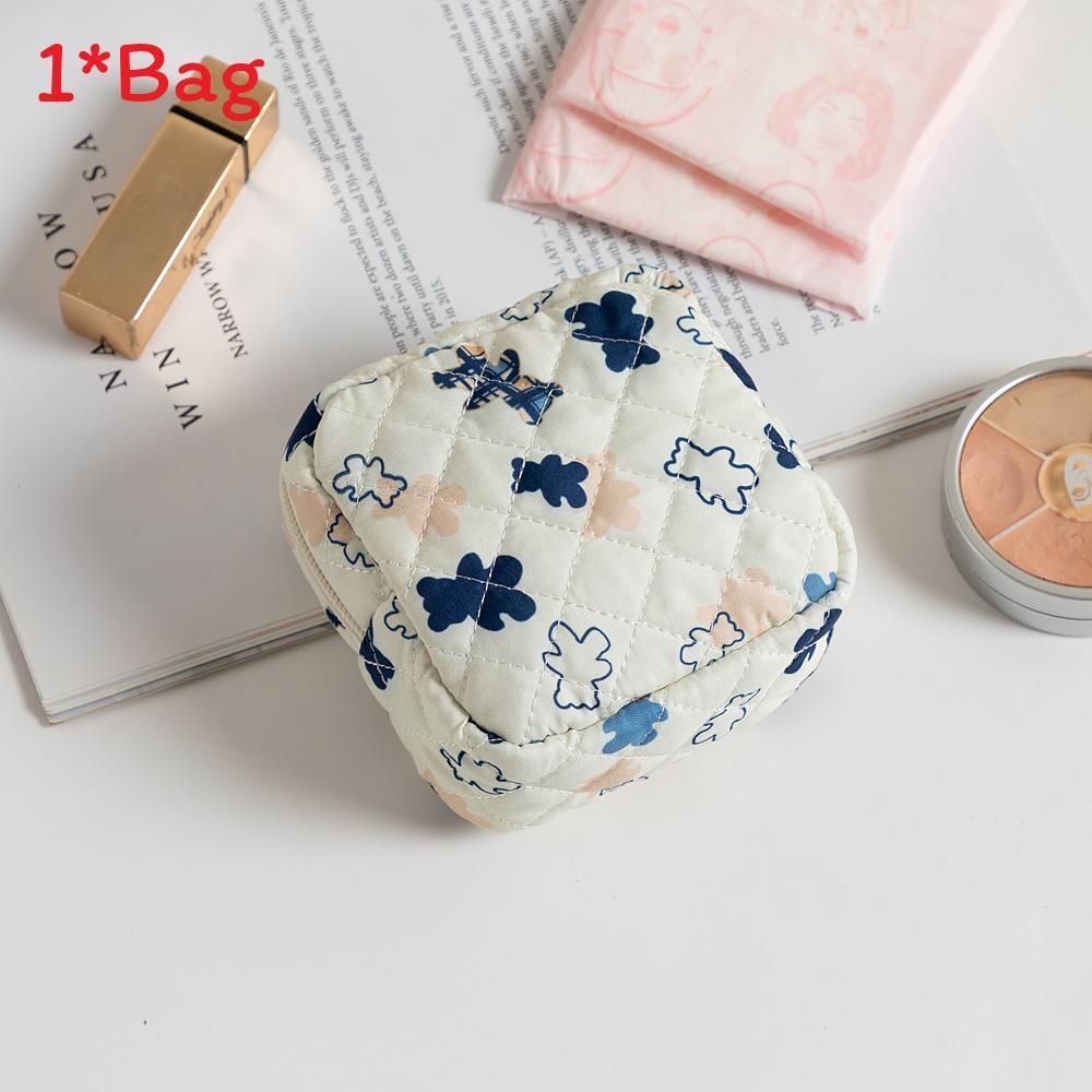 Floral Polyester Breathable Sanitary Pad Storage Bag For Girls Travel And Daily Use