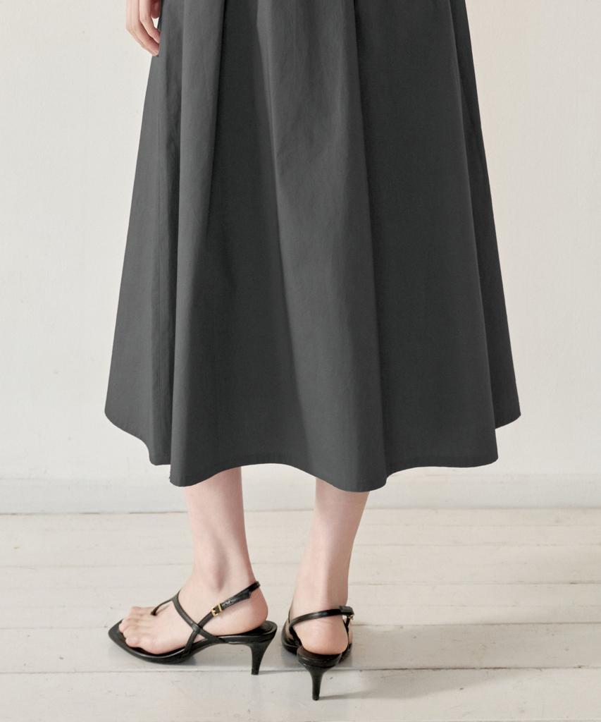 Musinsa Standard Woman Women'S Poplin Low-Waisted Long Skirt [Dark Gray]