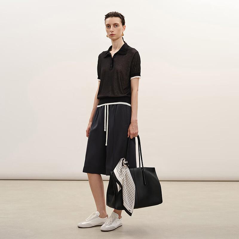 LESS 2026 Summer Lapel Short Sleeve Pullover Knit Top