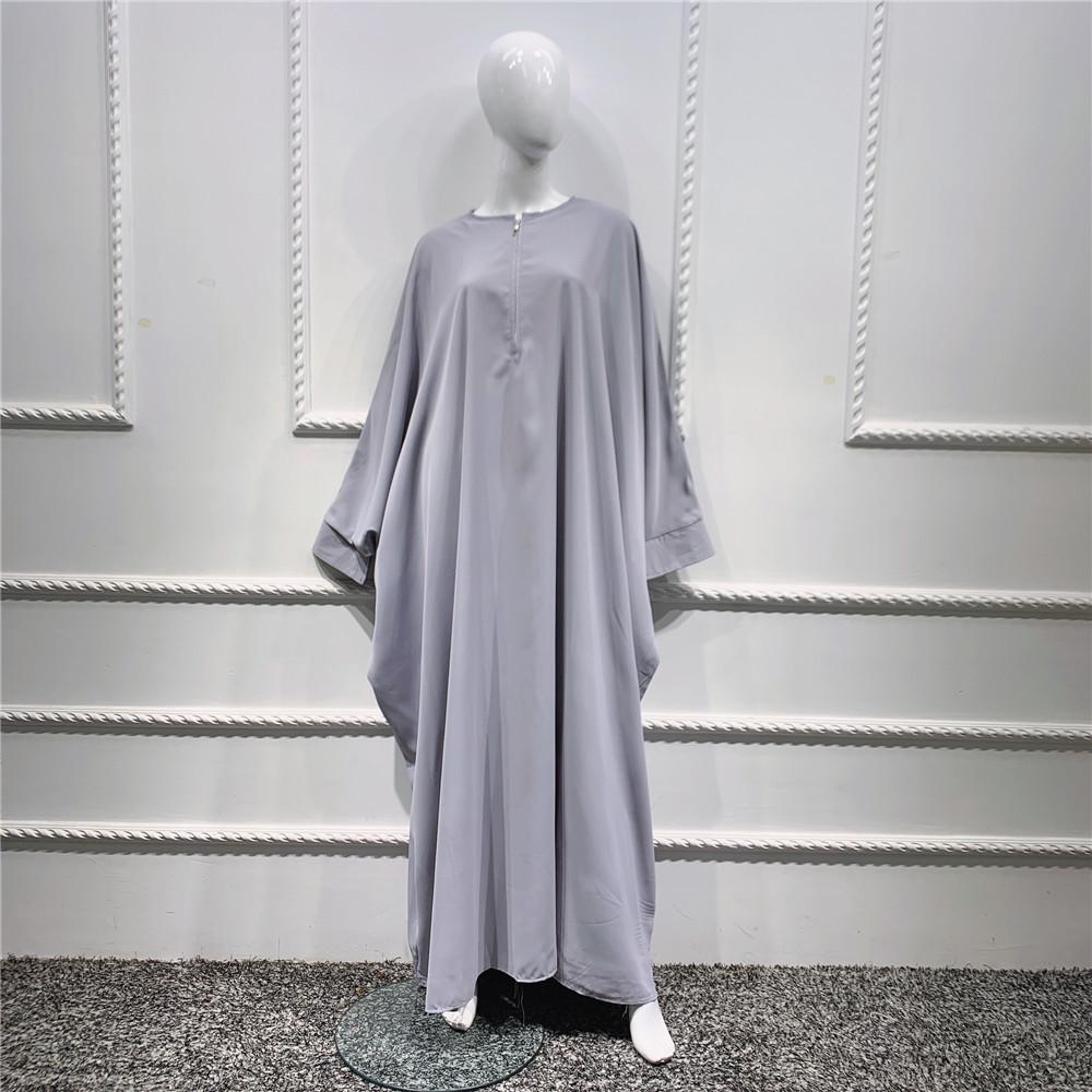 Loriya Solid Color Batwing Sleeve Long Robe - New Pink/Apricot (LR425)