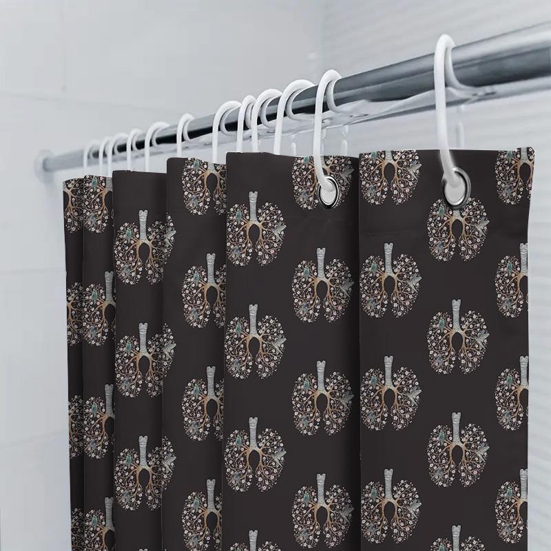 Botanical Shower Curtain Greenery Leaf Pattern Bathroom Decor Nature Theme Waterproof Fabric Shower Liner For Spa