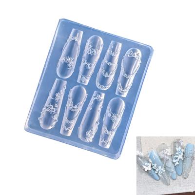 Flexible Nail Decorating Silicone Moulds Sculpted Frame Template Reusable Art Tool for Custom Nail Charm Creation