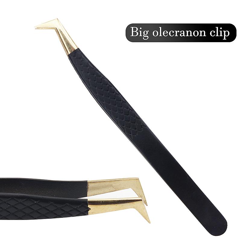 Professional Black Gold Stainless Steel Eyelash Tweezers High Precision Tweezers