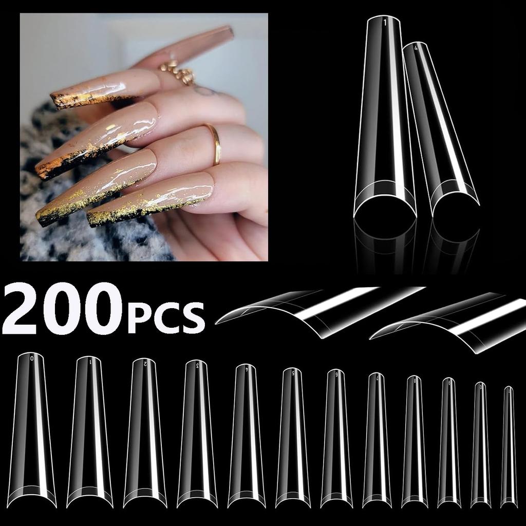 240PCS Short Almond Nail Tips Soft Gel Pre-Shaped Acrylic Nail Tips Half Matte Full Cover Nail Tips Clear Gelly Press On Nail