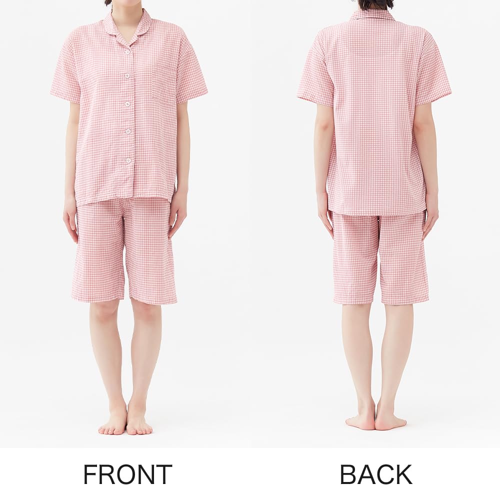 Gunze Short Length Sweat Quick Blue Pajamas, Acedron, Women's, Sleeve, 5/8 Pants, Absorbent, Drying,