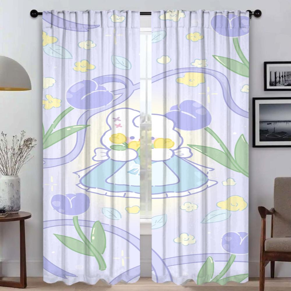 Cute Kitchen Curtains for Living Room Shades Window Curtain Home Interior Curtains 2 Pieces Tulle for Bedroom Partition Blackout