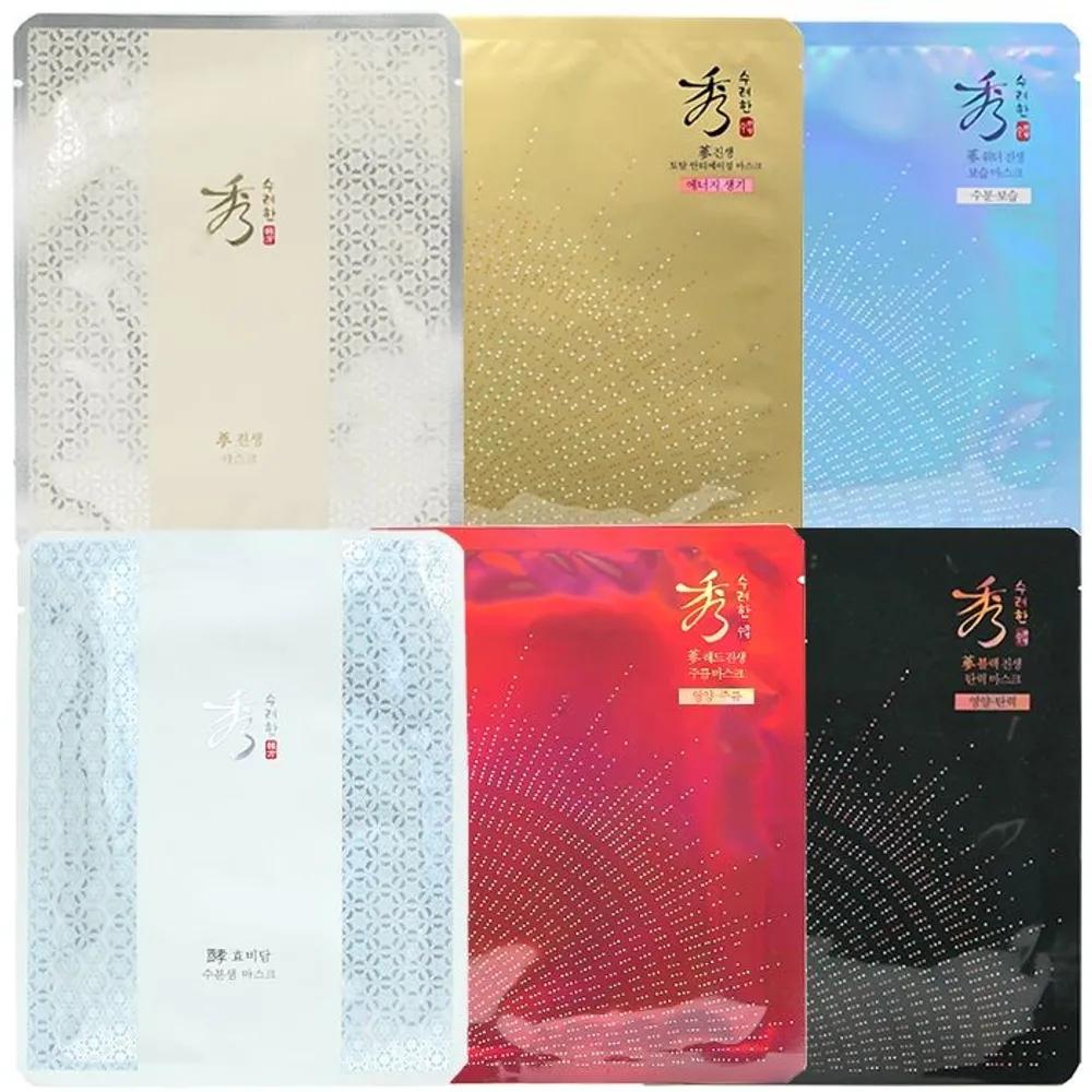 Sooryehan Mask 5 Sheets - Moisture Spring/Ginseng/Black/Whitening/Water - Select Ginseng White Whitening 5 Sheets