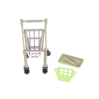 1/12 Dollhouse Simulation Shopping Trolley Basket Tray Dollhouse Mini Supermarket Accessories Dolls House Decoration