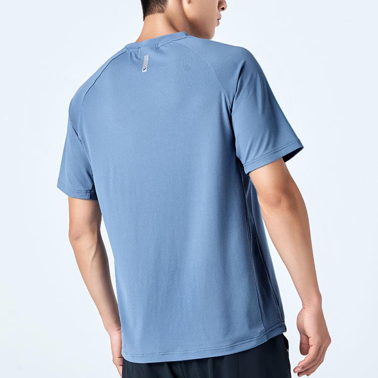 Asics Logo Round Neck Casual Sports Short Sleeve T-Shirt Men T-Shirts Blue 2031D733-400