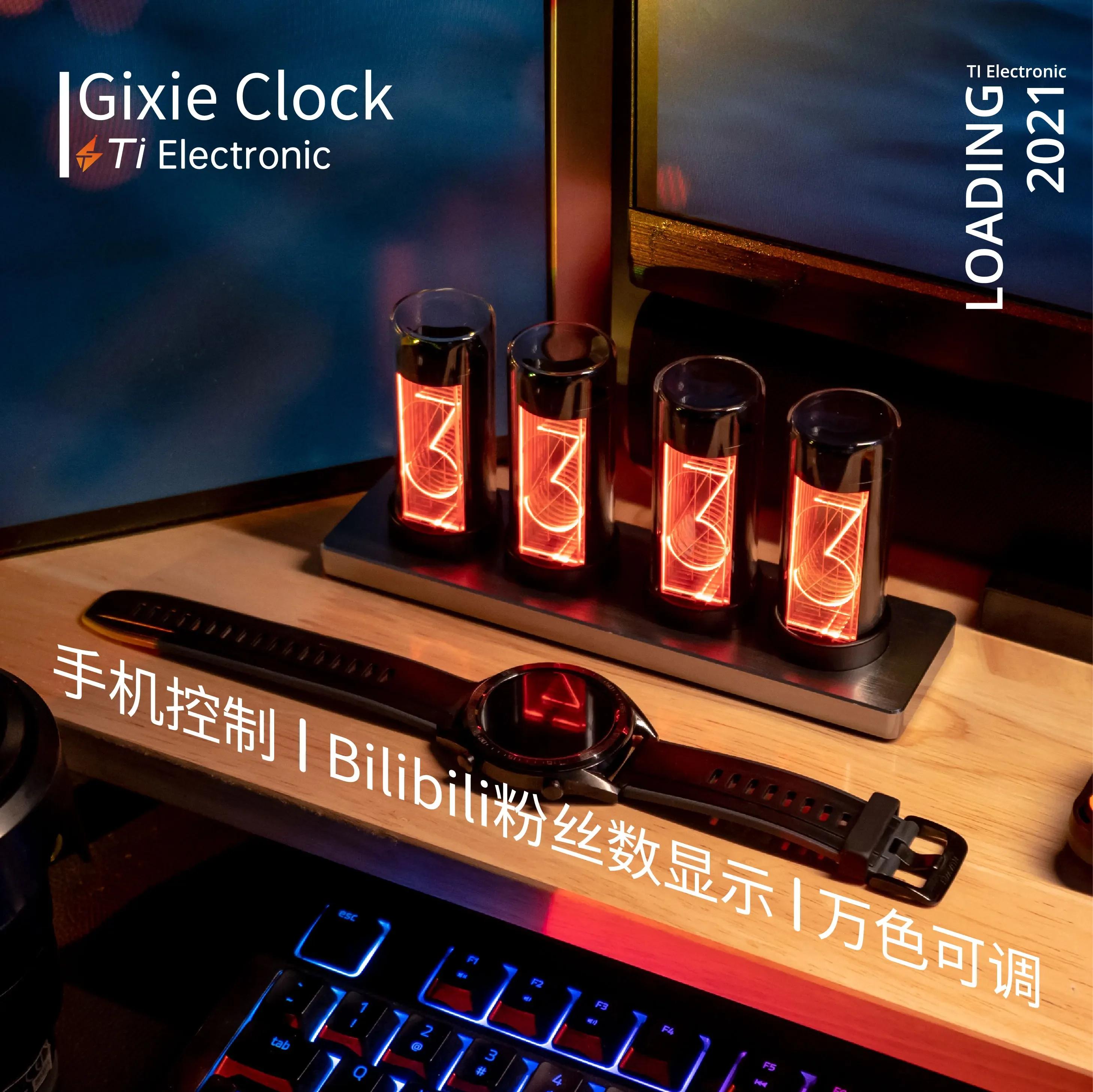 

Digital Glow Tube Clock Metal Wood RGB Table Clock LED Silent Luxury Electronic Desktop Clocks Vintage Digital Watch Gift