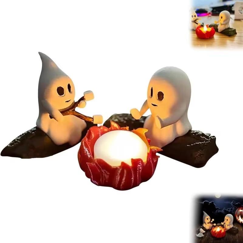 

Ghost Campfire Gathering, Ghost Campfire Flickering Nightlight, Flickering LED Campfire Scene, Cute Ghosts Figurine Set,Funny Halloween Decor style A