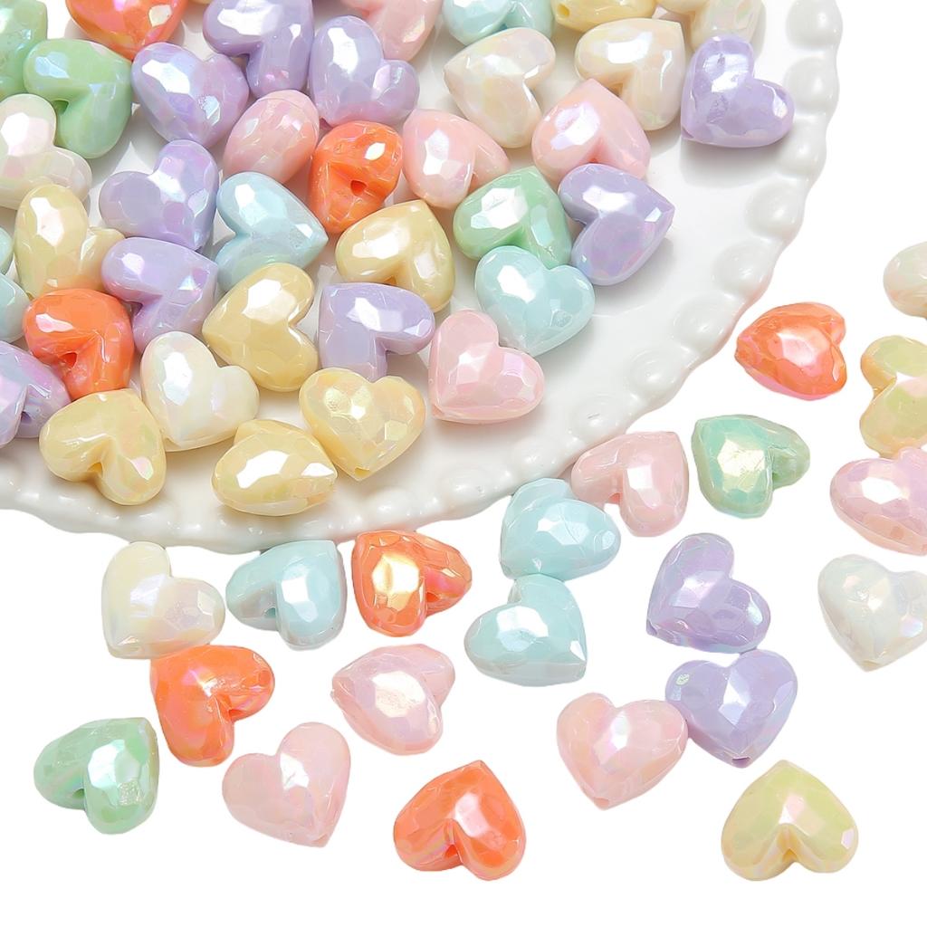 [19X17mm] Color-Plated Peach Heart Beads  Cream Heart-Shaped Beads DIY Handmade Jewelry Accessories