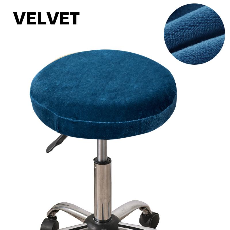 

Бархатный круглый стул, чехол для стула, эластичный поворотный подъемный пуф для ног, чехол для сиденья барного стула, однотонный защитный чехол для обеденного стула королевский синий