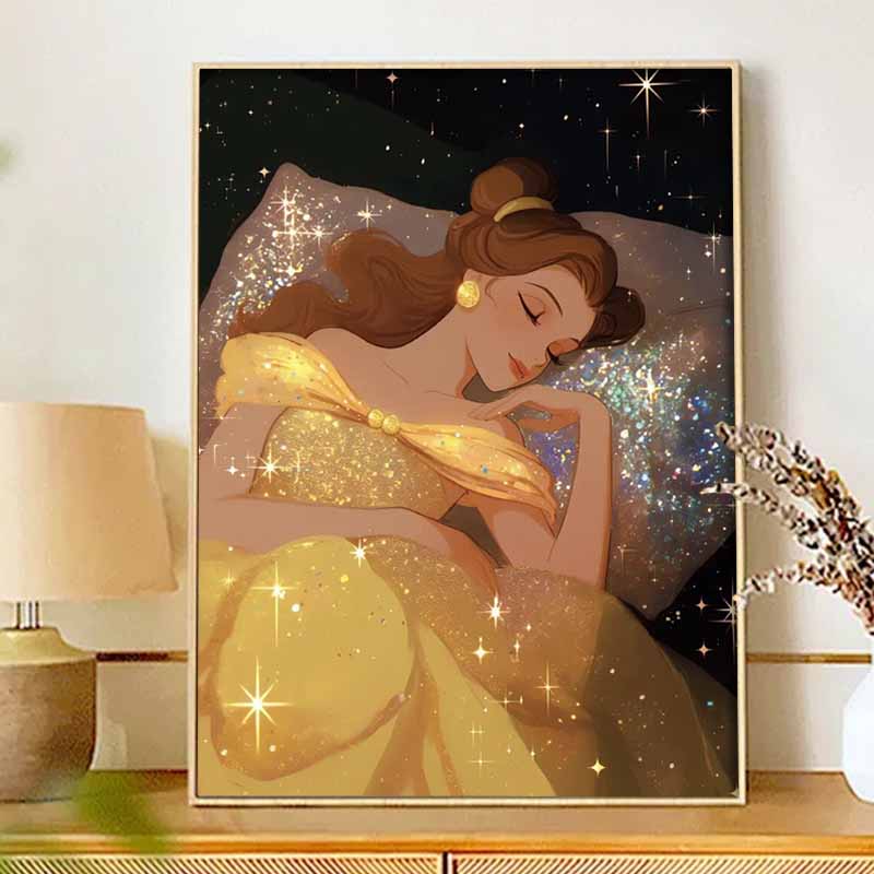 Disney DIY Diamond Painting 5d Belle Sleeping In Starry Night Cross Stitch Diamond Living Room Bedroom Decoration Painting