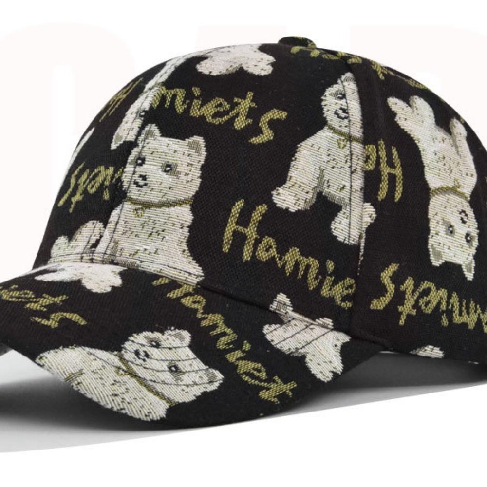 Little Bear Print Unisex-Teens Caps Bear Print Fashion Hip Hop Vintage Hat Cute Bear Baseball Cap