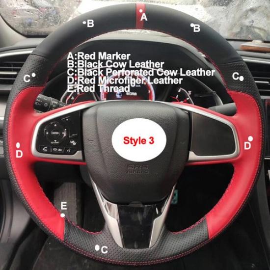 DIY Car Steering Wheel Cover For Honda Civic 10 2016- CR-V 2017-20 Clarity