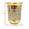 Reiner Messingbecher mit floralem Rankendesign, zum Trinken Servieren von Wasser, Yoga & Ayurveda,