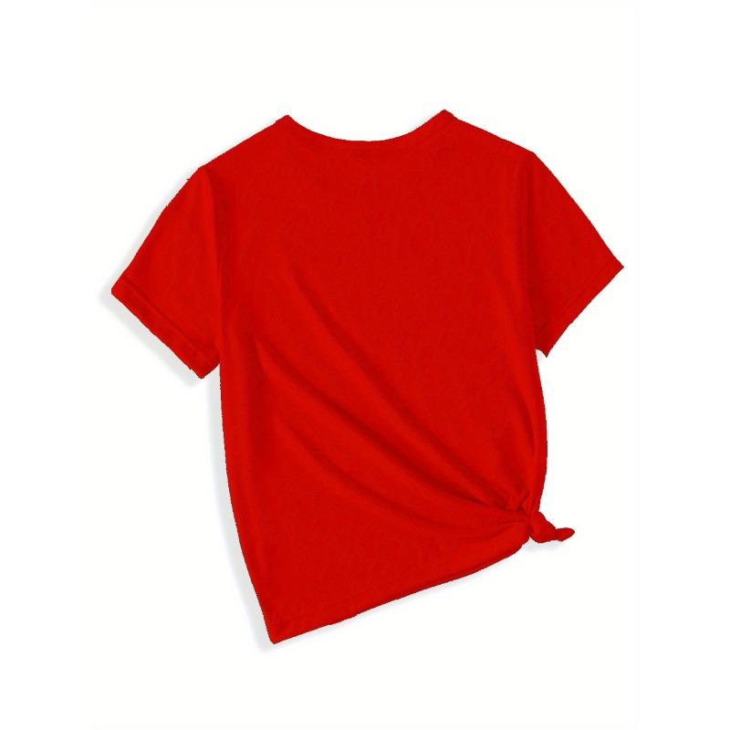 European sizes Girls' Short Sleeve T-Shirt - Soft Round Neck Casual Summer Blouse Top with Random Print Patterns