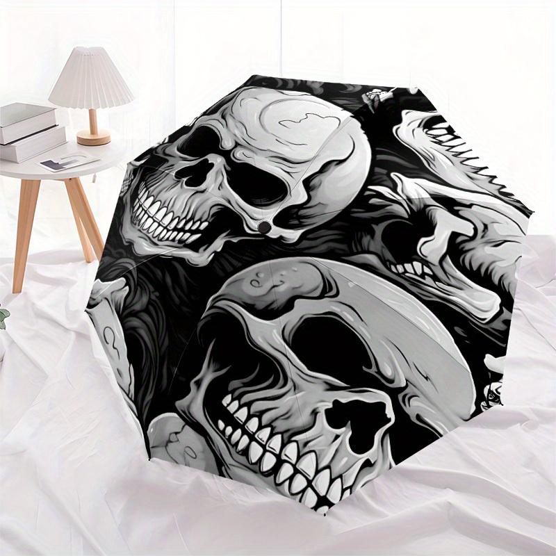 

1pc Skulls Bones Automatic Open 8-Rib Windproof Umbrella, Travel & Commuting, Suitable for All Seasons