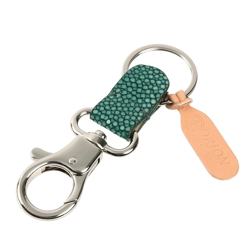 

[Orion World Selection] key ring stingray genuine leather (green/key ring/carabiner) men s ladies Pair/Father s Day present gift