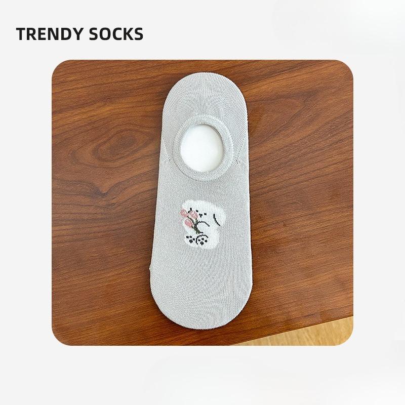 Damen Segelschuhe Frühling/Sommer Niedrig geschnitten Dünn Atmungsaktiv Schweißableitend Socken Cartoon Tier Kurze Socken