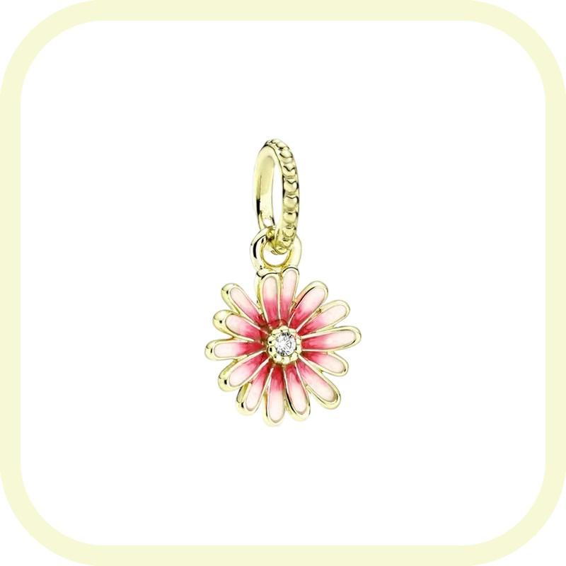 New Golden Flowers Collection Charm Bead Lucky Shamrock Rose in Bloom Daisy Flower Safety Chain Compatible With Authentic Bracelets Do It Yourself Jew