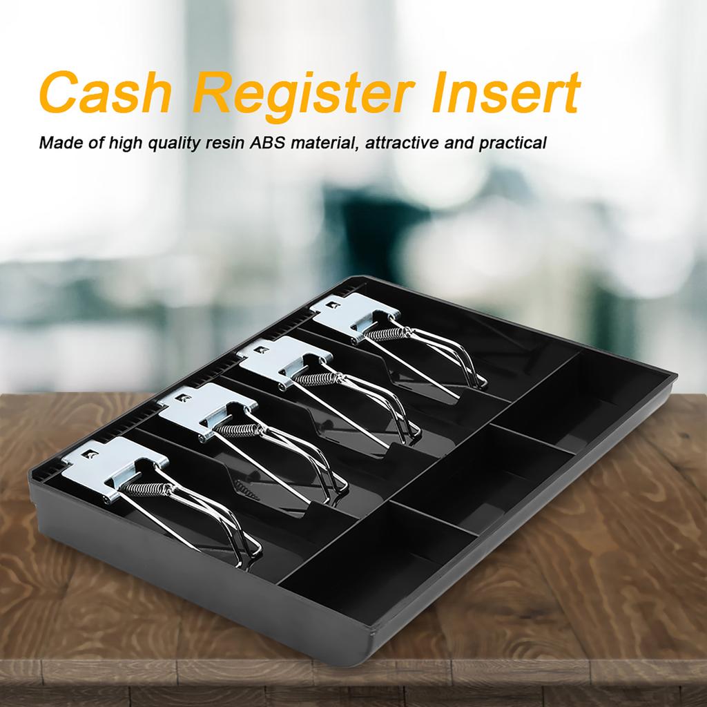 Cash Drawer Register Insert Tray Replacement Cashier Four Box with Metal Clip Cash Register Insert Cash Register Drawer Insert