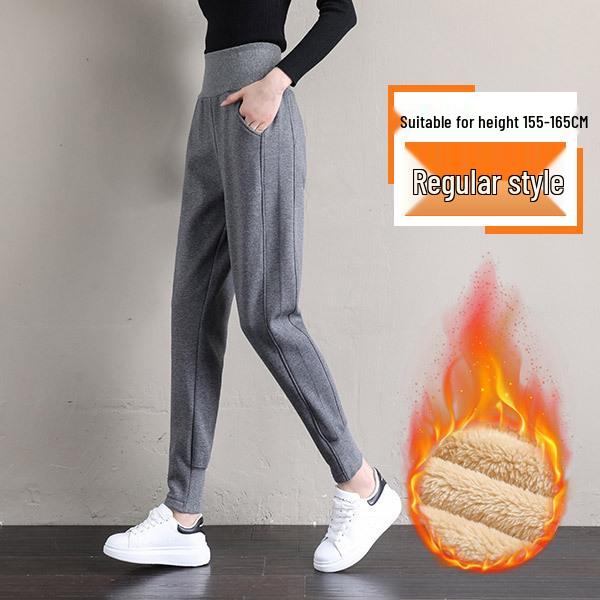 Damen Winter Fleece-gefütterte Lammwolle Jogginghose, Kleine Statur, Lässige Baumwoll-Sporthose