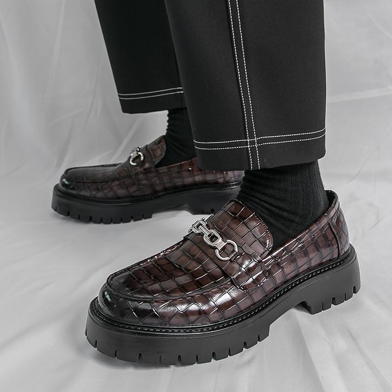 All-Match Casual Luxury Brand Men Platform Loafers Leather Men Dress Shoes Round Head Moccasins Breathable Slip On Driving Shoes