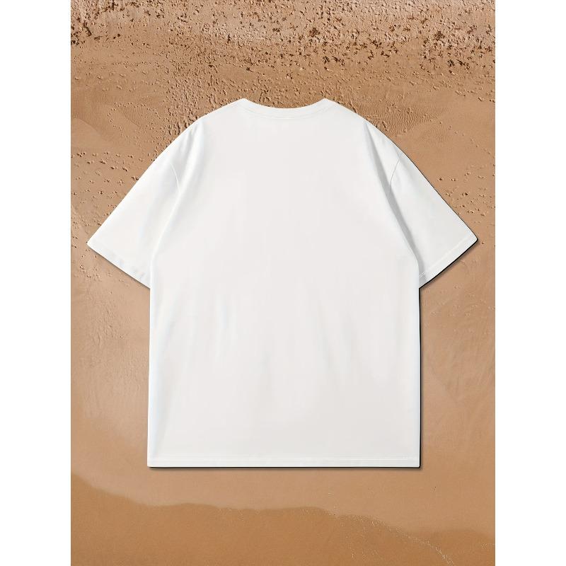 European sizes Men'S Fashion Casual Print Drop Shoulder Short Sleeve T-Shirt | Crew Neck, Geometric-pattern, Slight Stretch Fabric, All-season Fit