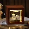 3D Galaxy Crystal Cube Night Light with Wooden Base - Illuminated Desktop Ornament, Perfect Birthday Gift