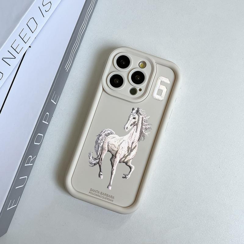 Horse Print 2D Flat Pattern Phone Case Suitable for iPhone 17 16 15 14 13 12 11 Pro/Max/Plus Anti Drop and Shockproof Back Cover