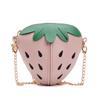 Strawberry Chain Shoulder Bag Childrens Fruit Bag Zipper Design Material Pu